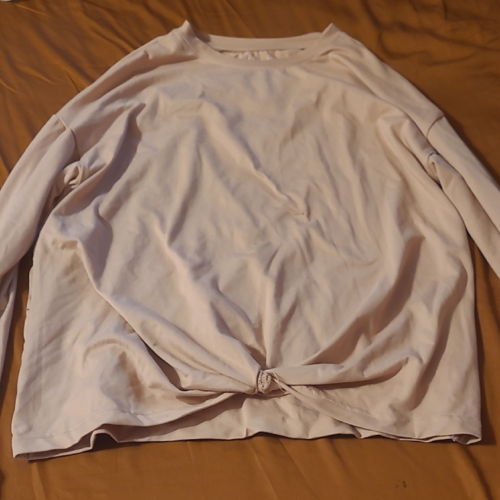 Casual Peach Knotted Girl's Top